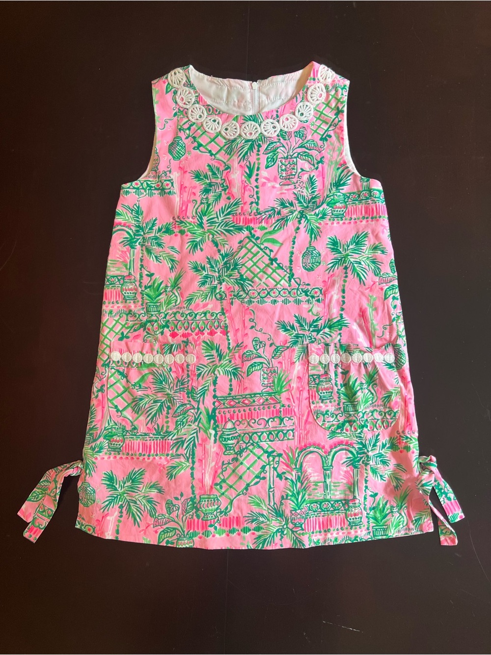 Lilly Pulitzer Pink & Green Tropical Print Sleeveless Shift Dress